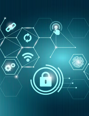 Modern futuristic cyber physical security background